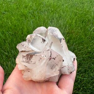Clear Quartz Crystal Cluster with Iron Inclusions - Translucent White Madagascar